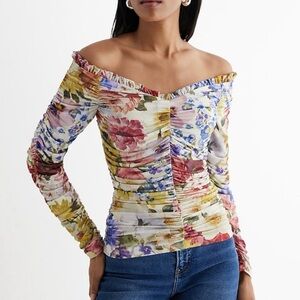 Express Multicolor Floral Off-Shoulder Blouse